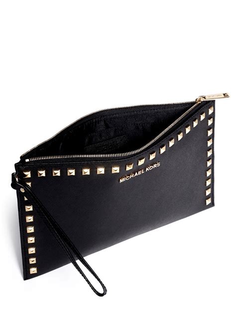 michael kors black studded clutch|Michael Kors clutch crossbody.